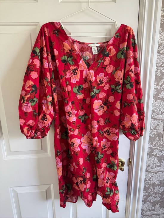 H&M Dresses & Skirts - H&M Red Pink Floral V-Neck Dress